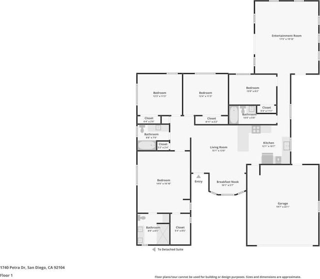 1740 Petra Dr, San Diego, CA 92104 - floor plan / room layout