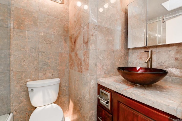 9182 Tonya Ln, Santee, CA 92071 - bathroom with tile walls, vanity, and toilet