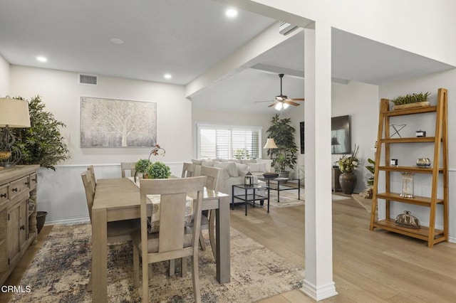 2036 Birchdale Ct, Thousand Oaks, CA 91362 - dining area with a ceiling fan, light wood-type flooring, and recessed lighting