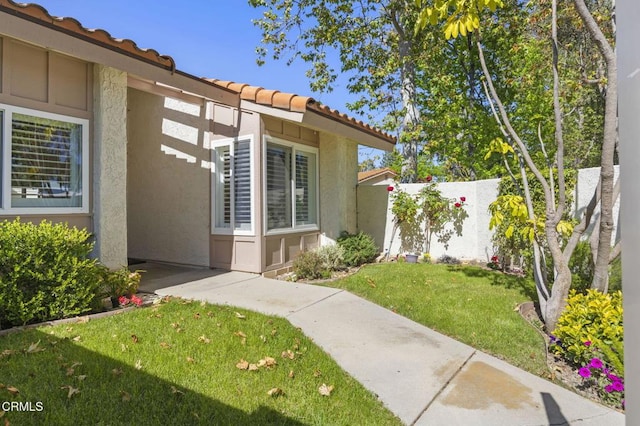 2036 Birchdale Ct, Thousand Oaks, CA 91362 - doorway to property featuring stucco siding and a tile roof