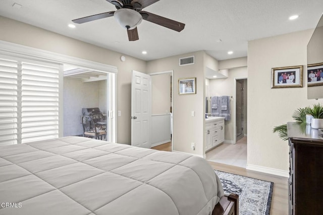 2036 Birchdale Ct, Thousand Oaks, CA 91362 - bedroom with light wood-style floors, recessed lighting, baseboards, and ensuite bathroom