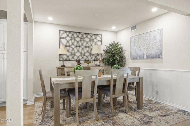 2036 Birchdale Ct, Thousand Oaks, CA 91362 - dining space with wood finished floors, recessed lighting, and a wainscoted wall