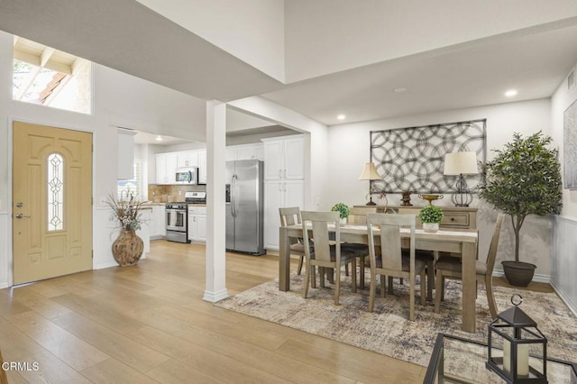 2036 Birchdale Ct, Thousand Oaks, CA 91362 - dining space with light wood-style flooring, recessed lighting, and baseboards