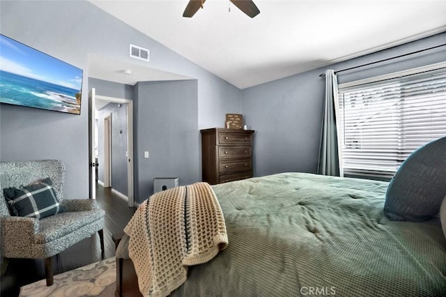 6223 Newhaven Ct, Yorba Linda, CA 92887 - bedroom featuring wood finished floors, lofted ceiling, ceiling fan, and baseboards