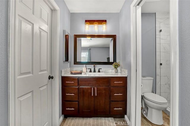 6223 Newhaven Ct, Yorba Linda, CA 92887 - bathroom featuring vanity, toilet, and a tile shower