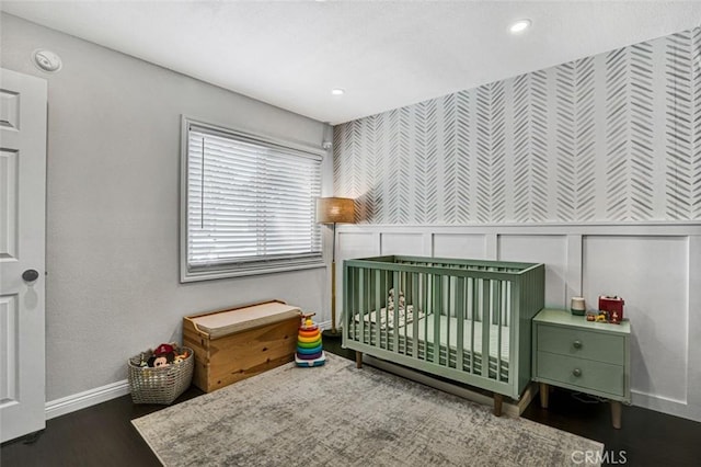 6223 Newhaven Ct, Yorba Linda, CA 92887 - bedroom with a nursery area, wood finished floors, baseboards, and recessed lighting