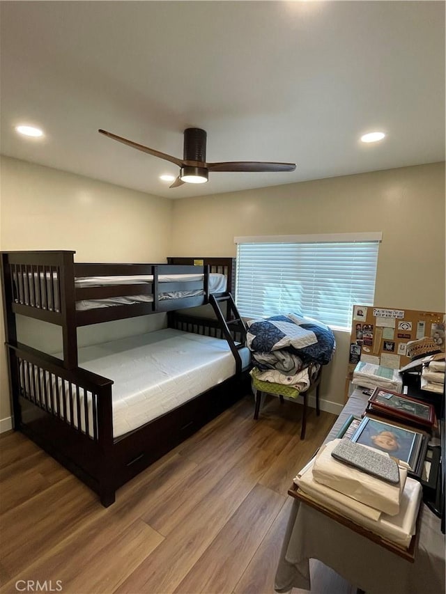 4313 Longview Ln, Paso Robles, CA 93446 - bedroom with wood finished floors, a ceiling fan, and recessed lighting