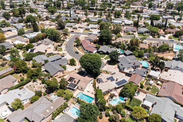 22941 Keswick St, West Hills, CA 91304 - aerial perspective of suburban area featuring a pool