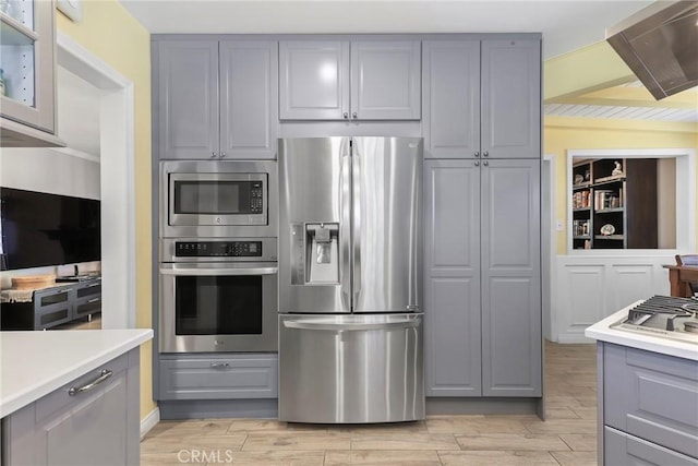 22941 Keswick St, West Hills, CA 91304 - kitchen featuring appliances with stainless steel finishes and gray cabinets