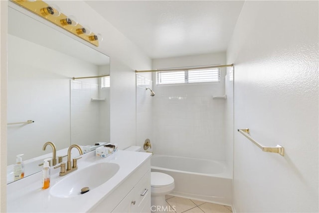 21965 Jeffers Ln, Saugus, CA 91350 - full bathroom with vanity, toilet, bathing tub / shower combination, and tile patterned flooring