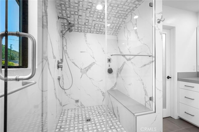 2305 Henrietta Ave, La Crescenta, CA 91214 - full bath with a marble finish shower and vanity