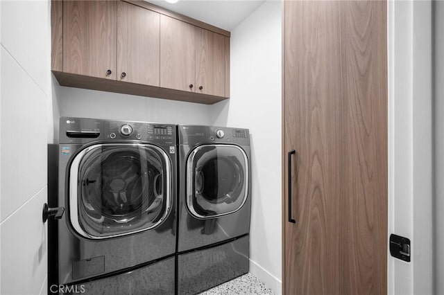 2305 Henrietta Ave, La Crescenta, CA 91214 - laundry room with cabinet space, washing machine and dryer, and baseboards