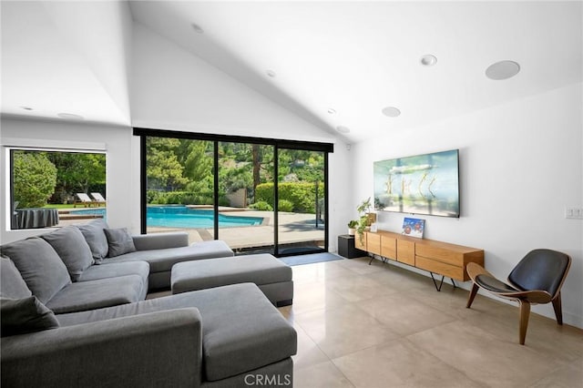 2305 Henrietta Ave, La Crescenta, CA 91214 - living area featuring high vaulted ceiling, plenty of natural light, and recessed lighting