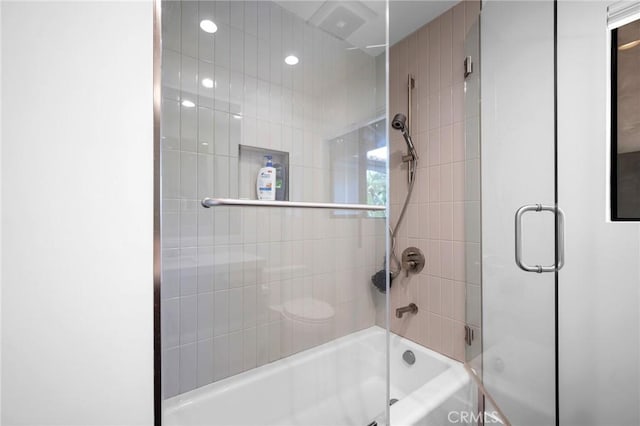 2305 Henrietta Ave, La Crescenta, CA 91214 - bathroom with shower / bath combination with glass door and recessed lighting