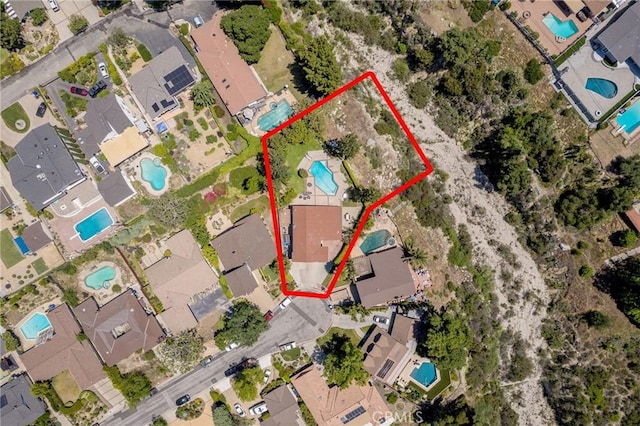 2305 Henrietta Ave, La Crescenta, CA 91214 - aerial view of residential area with a pool and property boundaries highlighted