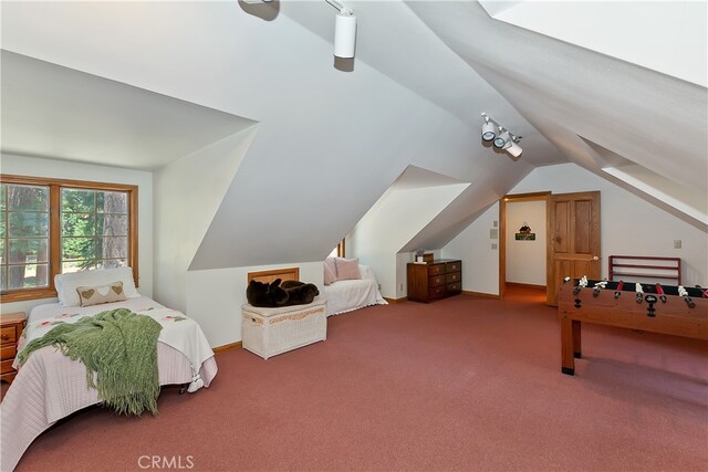 531 Killington Way, Big Bear Lake, CA 92315 - carpeted bedroom with vaulted ceiling and track lighting