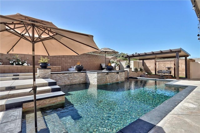 45668 Nora Cir, Temecula, CA 92592 - view of pool featuring a fenced backyard, area for grilling, and a patio area