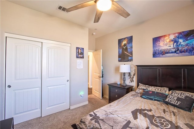 45668 Nora Cir, Temecula, CA 92592 - carpeted bedroom featuring a closet, baseboards, and ceiling fan