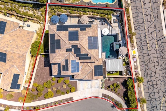45668 Nora Cir, Temecula, CA 92592 - aerial view of property and surrounding area featuring property parcel outlined and a pool