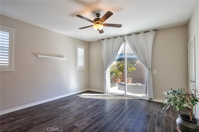 45668 Nora Cir, Temecula, CA 92592 - spare room featuring wood finished floors, a ceiling fan, and baseboards