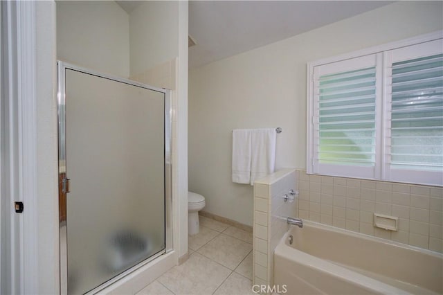 6456 Twinberry Cir, Avila Beach, CA 93424 - full bath featuring tile patterned floors, a bath, a shower stall, and toilet