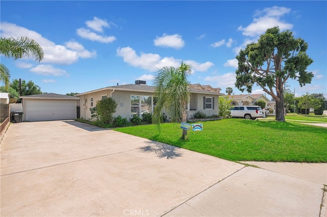 2500 E Walnut Creek Pkwy, West Covina, CA 91791 - single story home featuring stucco siding, a front yard, a detached garage, and concrete driveway