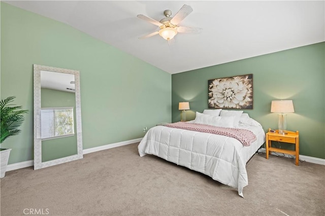 26520 Thackery Ln, Stevenson Ranch, CA 91381 - bedroom with vaulted ceiling, carpet floors, and a ceiling fan