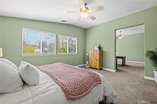26520 Thackery Ln, Stevenson Ranch, CA 91381 - bedroom with carpet flooring, a ceiling fan, and lofted ceiling