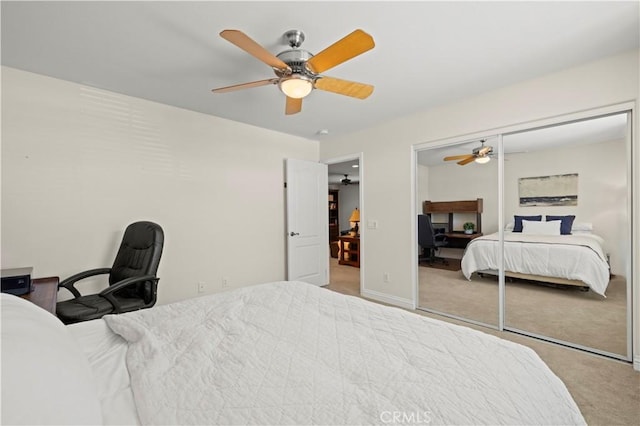 26520 Thackery Ln, Stevenson Ranch, CA 91381 - bedroom with carpet, ceiling fan, a closet, and an office area