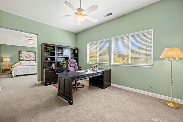 26520 Thackery Ln, Stevenson Ranch, CA 91381 - office featuring ceiling fan and carpet floors