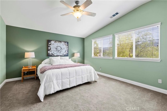 26520 Thackery Ln, Stevenson Ranch, CA 91381 - bedroom with lofted ceiling, carpet floors, and ceiling fan