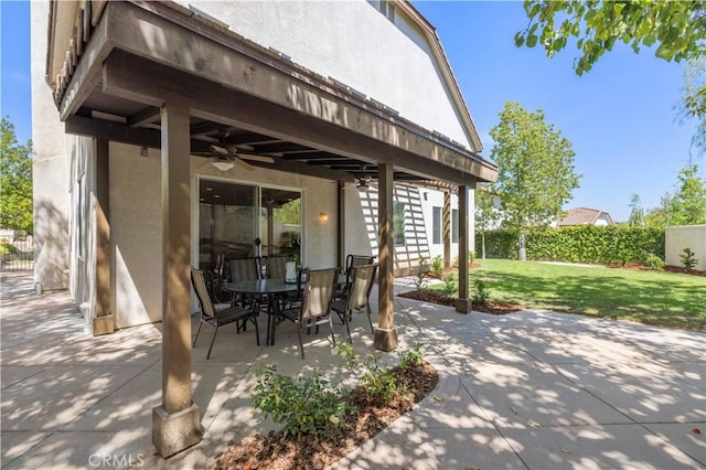 26520 Thackery Ln, Stevenson Ranch, CA 91381 - view of patio / terrace with ceiling fan and outdoor dining space