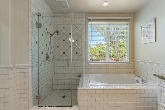 36702 Doreen Dr, Murrieta, CA 92563 - bathroom with a garden tub, a stall shower, and vanity