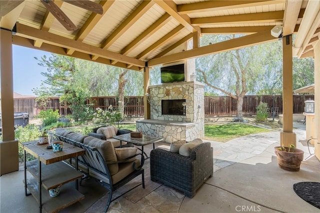 36702 Doreen Dr, Murrieta, CA 92563 - fenced backyard featuring a gazebo, a patio, and an outdoor living space with a fireplace