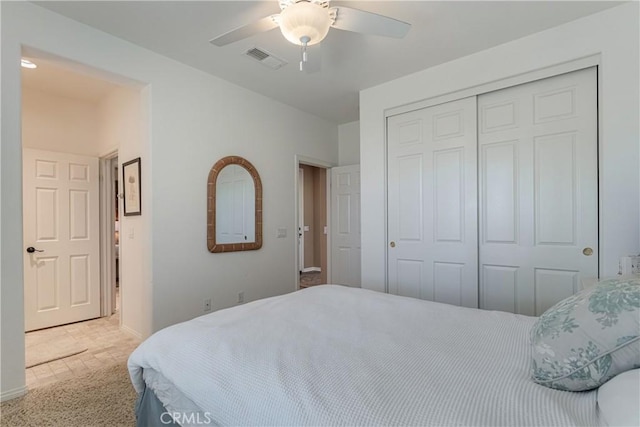36702 Doreen Dr, Murrieta, CA 92563 - bedroom featuring a closet, a ceiling fan, and baseboards