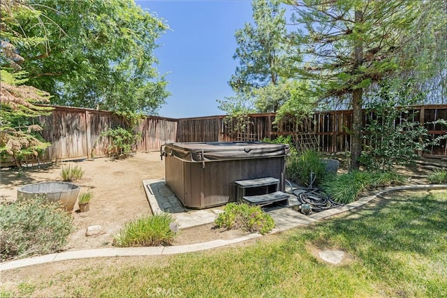 36702 Doreen Dr, Murrieta, CA 92563 - fenced backyard featuring a hot tub and a patio