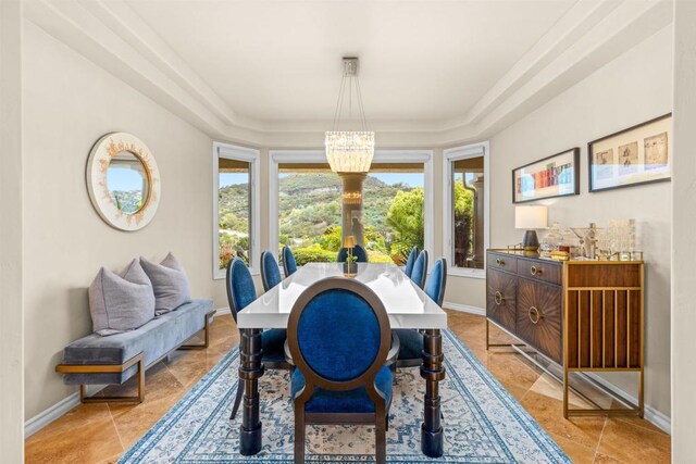 9698 Welk View Dr, Escondido, CA 92026 - dining room with a raised ceiling and a chandelier