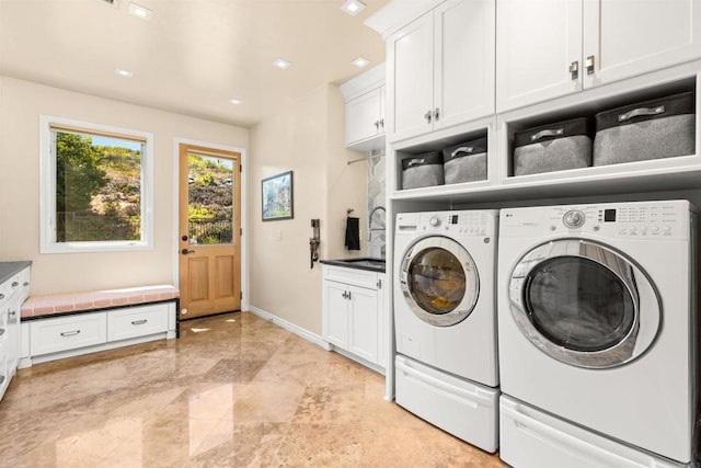 9698 Welk View Dr, Escondido, CA 92026 - laundry area with cabinet space and separate washer and dryer