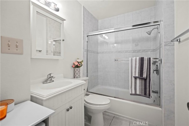 2300 S Hacienda Blvd Unit F8, Hacienda Heights, CA 91745 - bathroom featuring toilet, vanity, combined bath / shower with glass door, and tile patterned floors