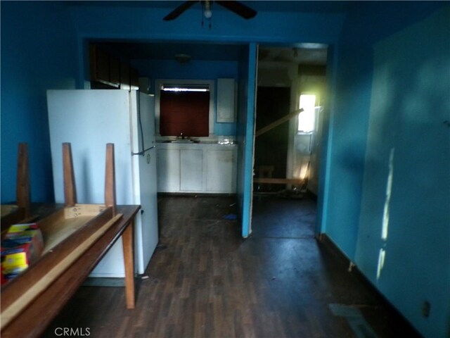 3688 Koloko St, Clearlake, CA 95422 - hall with dark wood-style floors and a sink