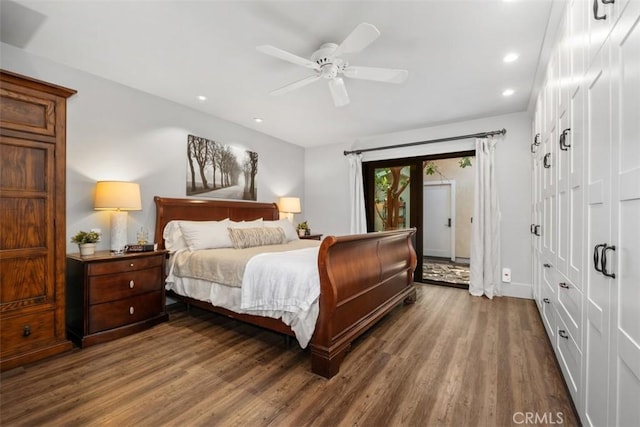 19172 Sierra Maria Rd, Irvine, CA 92603 - bedroom featuring wood finished floors, recessed lighting, ceiling fan, and baseboards