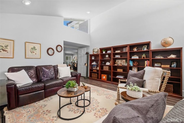19172 Sierra Maria Rd, Irvine, CA 92603 - living area featuring wood finished floors and a high ceiling