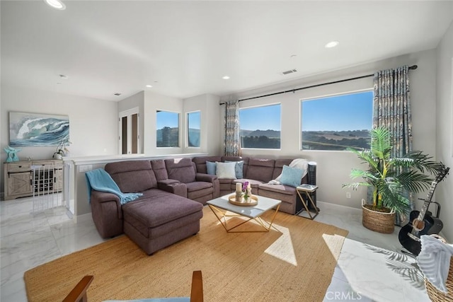 997 Canyon Ln, Pismo Beach, CA 93449 - living area featuring recessed lighting and marble finish flooring