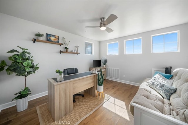 997 Canyon Ln, Pismo Beach, CA 93449 - office space featuring wood finished floors, a ceiling fan, and baseboards