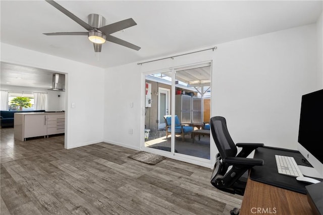 28799 Murrieta Rd, Menifee, CA 92586 - office space with wood finished floors, ceiling fan, and french doors