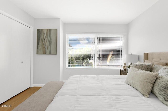 10801 Blix St Unit 2, Toluca Lake, CA 91602 - bedroom with wood finished floors and a closet