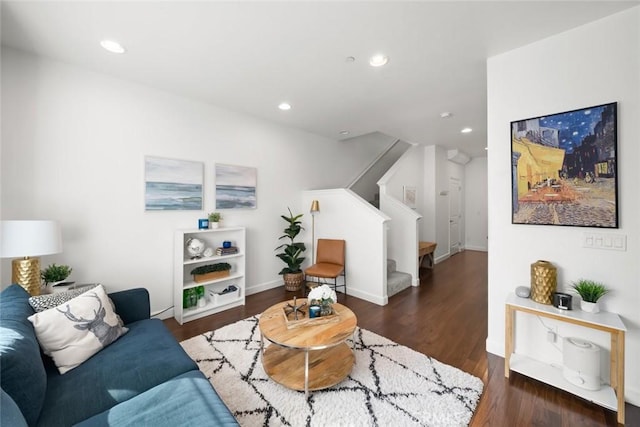 949 Humbert Ave, San Luis Obispo, CA 93401 - living area with stairway, wood finished floors, recessed lighting, and baseboards