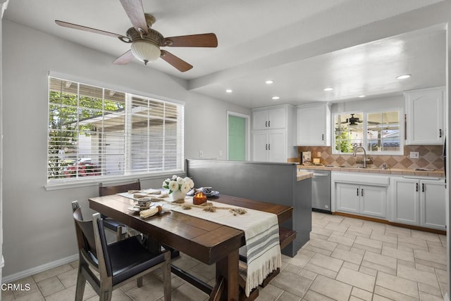 1406 Dinsmore St, Simi Valley, CA 93065 - dining space featuring a ceiling fan, recessed lighting, and baseboards