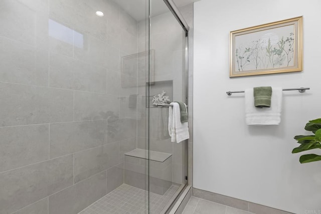 17636 Plaza Arica, San Diego, CA 92128 - bathroom with a shower stall and tile patterned flooring