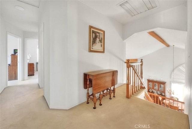 10707 Champagne Rd, Alta Loma, CA 91737 - hall featuring carpet floors and an upstairs landing